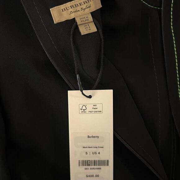 Burberry Black & Neon Green Dress Size 4 - Picture 5 of 9